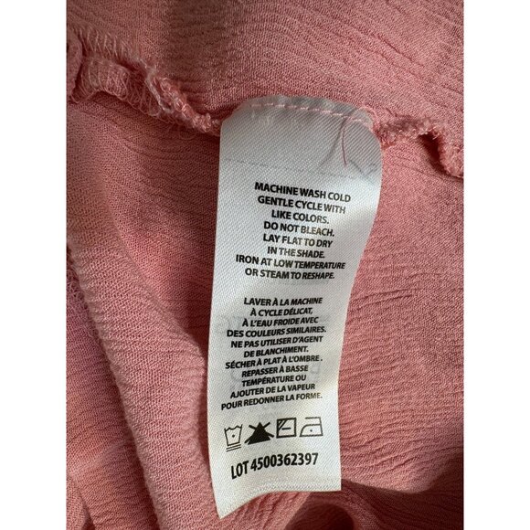 Buffalo David Bitton Size XXL V Neck Crinkle Short Sleeve Pink Cut Out Trim - Picture 4 of 7